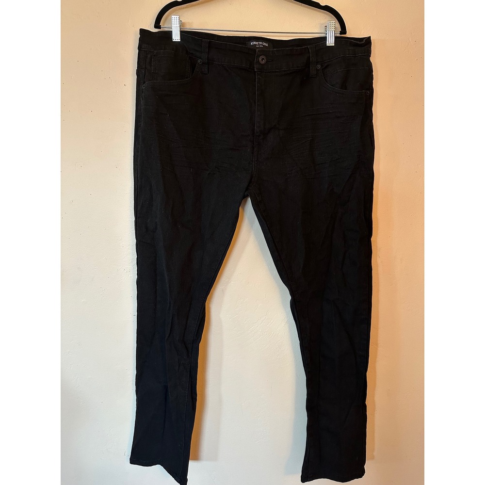 Kenneth Cole New York Mens Black Denim Jeans 42x32 Solid Five Pocket Pants